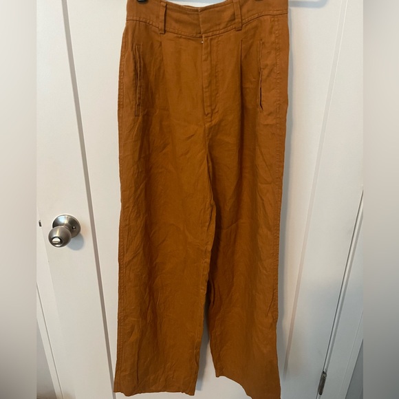 Brown Everlane High Waisted Wide Leg Linen Pants Size 00 - Picture 7 of 8